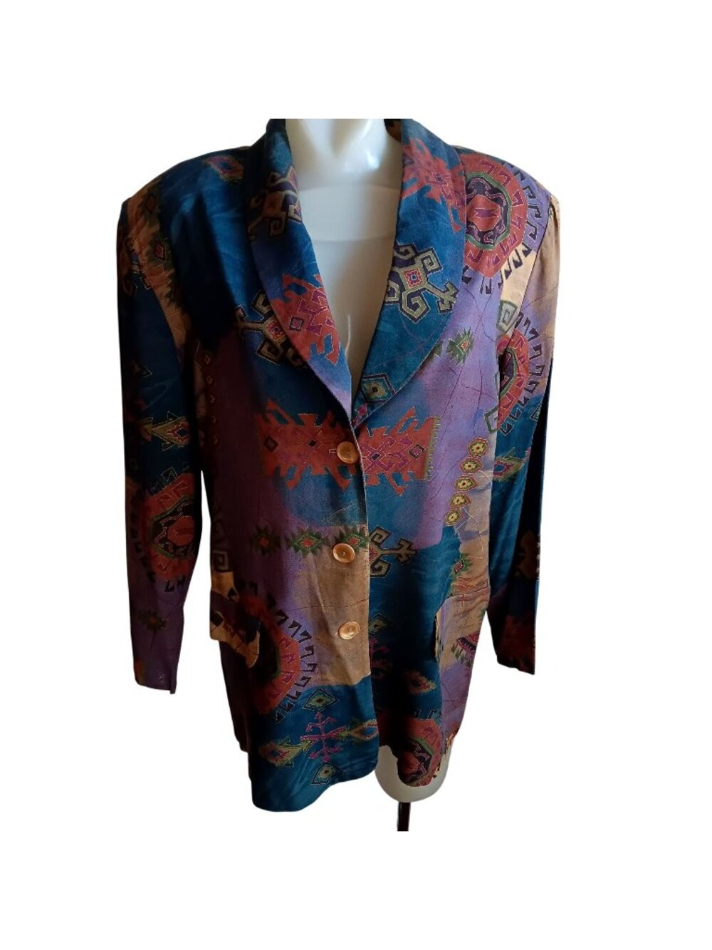 Southwestern Blazer Women's P/L Vintage Jacket Petite Large Kensington Square